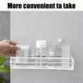 thumbnail image 4 of No Drill Bathroom Wall Shelf, Adhesive Mounted Rectangular Metal Storage Rack for Toiletries, Shower, Kitchen | Space Saving Black Organizer with Strong Stickers, 10.43x4.31 Inch, 4 of 6