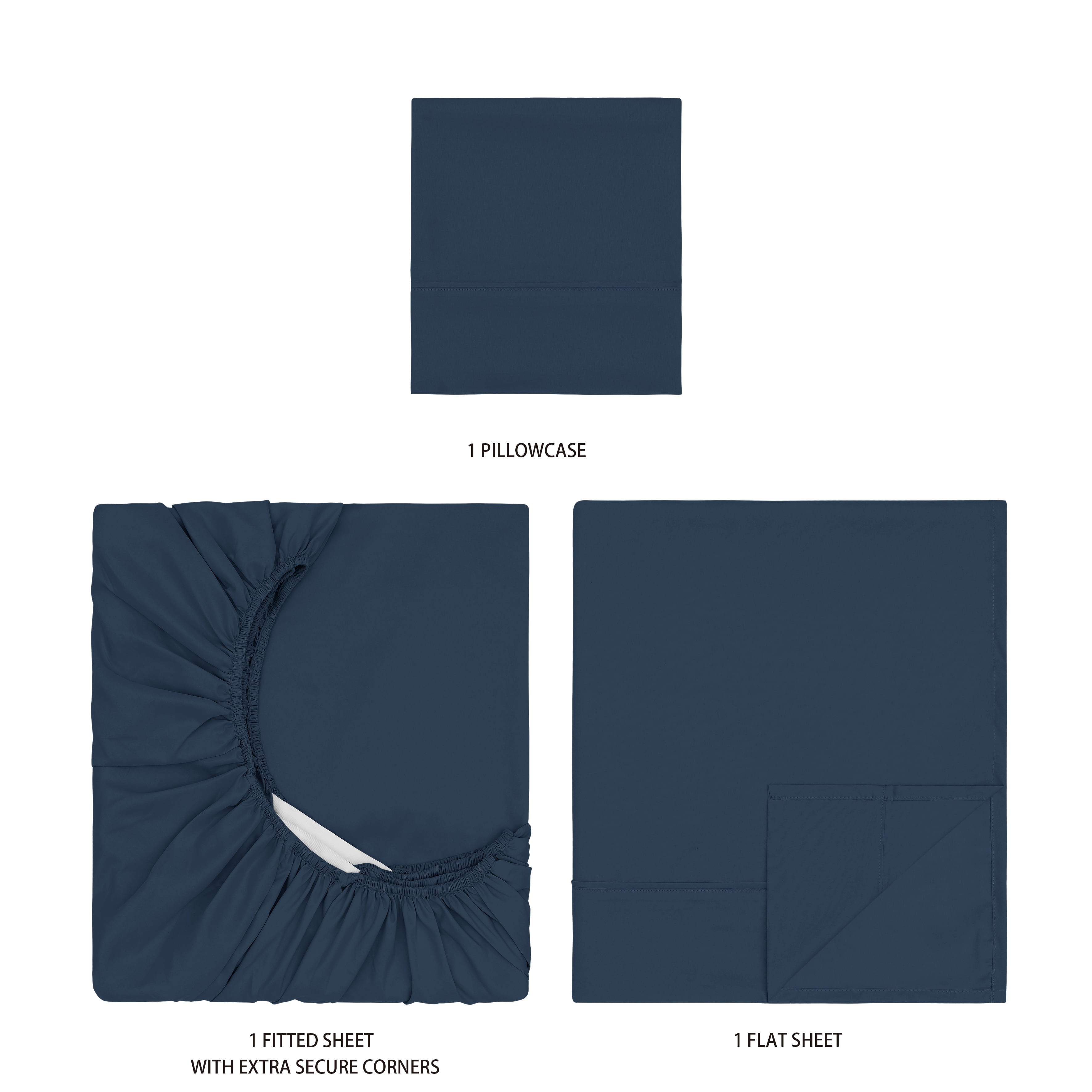 Mainstays Super Soft Brushed Microfiber Bed Sheet Set, Blue Cove, Twin, 3 Piece