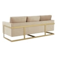 thumbnail image 6 of LeisureMod Lincoln 83" Modern Velvet Upholstered Sofa Couch, Luxury Comfortable 3-Seat Sofa with Gold Metal Steel Frame, Seating Set for Indoor Living Room, Lounge & Office, Beige, 6 of 7