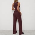 thumbnail image 2 of MSJUHEG Crop Tops Wide Leg Pant Sets Matching Sets for Women Travel Outfits for Women Summer Outfits for Women Travel Outfits for Women 2 Piece Sets 2 Piece Matching Summer Brown L, 2 of 5