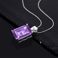 thumbnail image 3 of Gem Stone King 925 Sterling Silver Purple Amethyst and White Diamond Pendant Necklace for Women (15.03 Cttw, Gemstone Birthstone, Emerald Cut 18X13MM, with 18 inch Chain), 3 of 5
