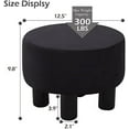 thumbnail image 3 of IVV 12.5in Small Ottoman, Round Linen Fabric Upholstered Foot Rest for Couch, Under Desk Pouf Footstool with Non-Skid Pine Legs, Black, 3 of 7