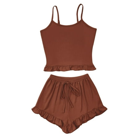 

Pajamas Set Women Sleeveless Sleepwear PJ Set Soft Set With Short Pants Nightwear Female Chemise Nightie Nightwear