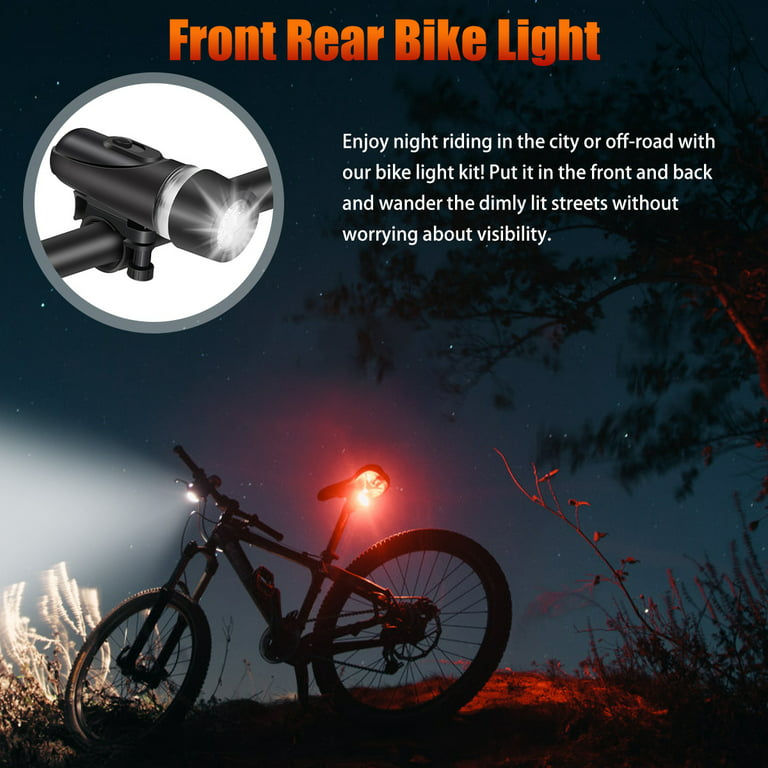 LED Bike Light Set Powerful LED Front Headlight and Back Taillight  Waterproof 4 Lighting Modes Cycling Light Flashlight and Taillight  Butterfly Mountain Road Bicycle Lights 