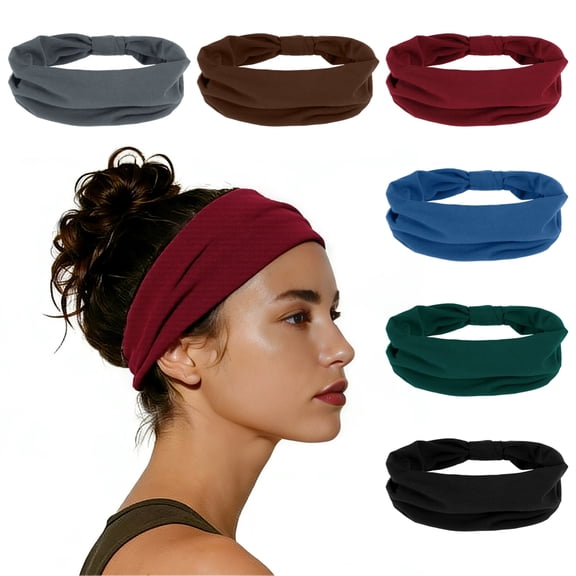 Vocoste Headbands for Women Elastic Non-Slip Headband Moisture-Wicking Athletic Hair Band Dark Grey 6 Pcs