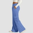 thumbnail image 3 of Resicozy Women's Cargo Sweatpants High Waisted Wide Leg Pants Athletic Casual Baggy Sweat Drawstring Pants with Pockets Royal Blue S, 3 of 4