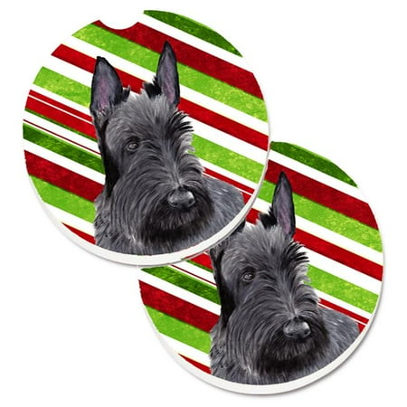

Scottish Terrier Candy Cane Holiday Christmas Set of 2 Cup Holder Car Coaster