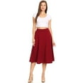 thumbnail image 5 of Moa Collection Women's Casual High Waist A-Line Midi Skirt with Elastic Waistband, 5 of 6