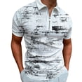 thumbnail image 1 of Outfmvch T-Shirts pour Hommes, Imprimé Éclaboussures d'Encre, Fermeture Éclair, Col Rabattu, Manches Courtes, Hauts pour Femmes, Blanc, 1 of 7