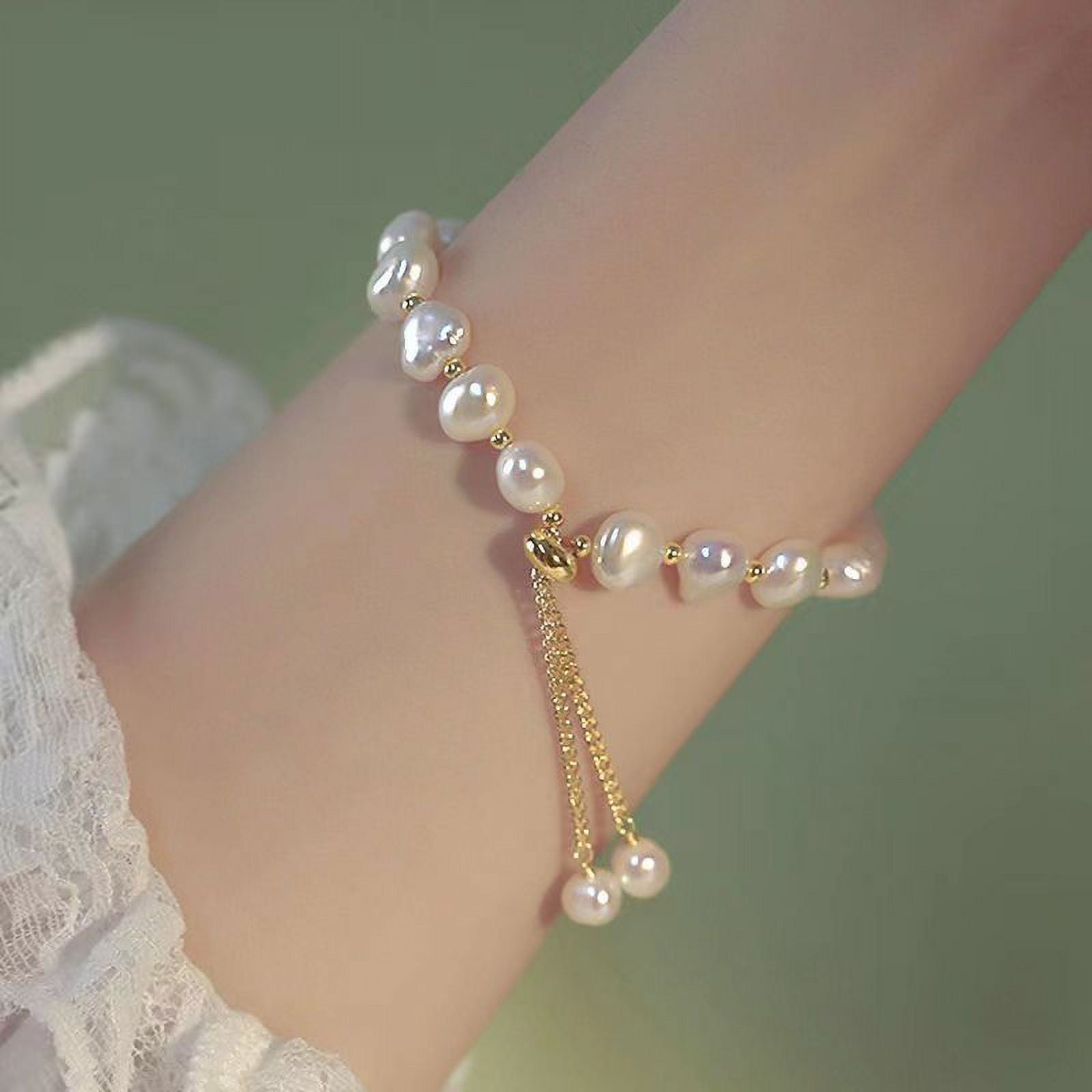 ◆VINTAGE HOLLYWOOD◆ Baroque Pearl Matte Bracelet VH239OBR0 Vintage Baroque Pearl Bracelet - Elegant and Trendy Ins