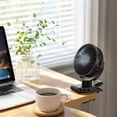 thumbnail image 4 of Gumesh Clip on Fan,Golf Cart Fan Rechargeable , 3 Speeds Strong Airflow, Ultra Quiet,Cooling for Bed Camping Office Desk Dorm, Black, 4 of 8