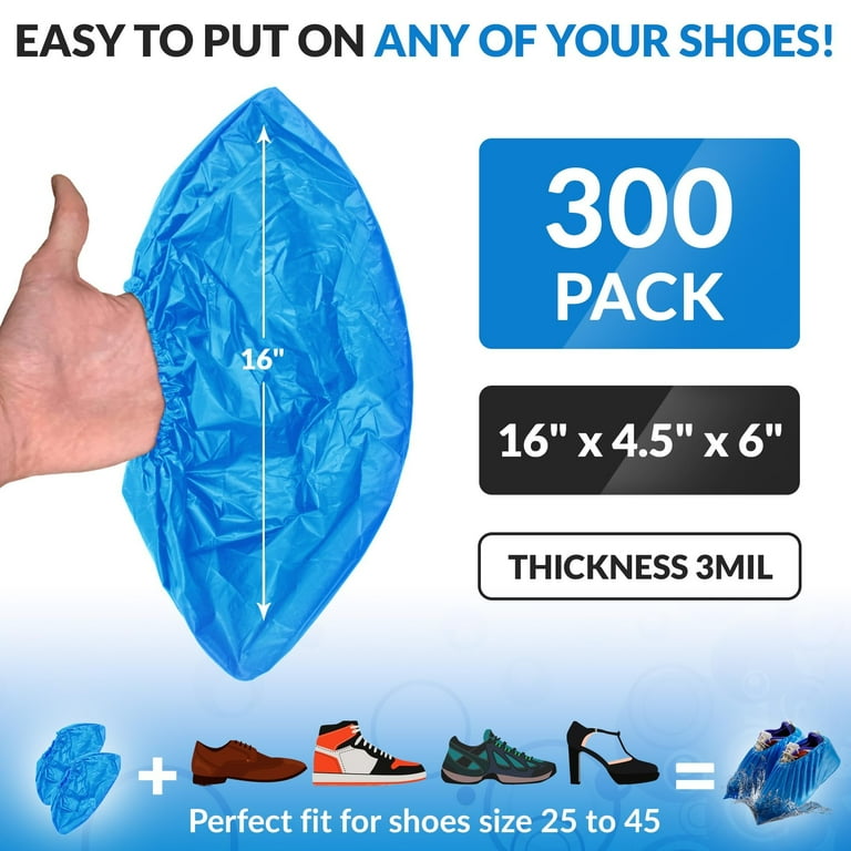 Blue Disposable Shoe Covers for Indoors, 16 x x 300