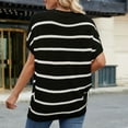 thumbnail image 5 of tarylea Tops for Women Trendy Short Sleeve Sweaters Crewneck Pullover Knit Top Striped Casual Loose Fitted Summer Top, 5 of 7