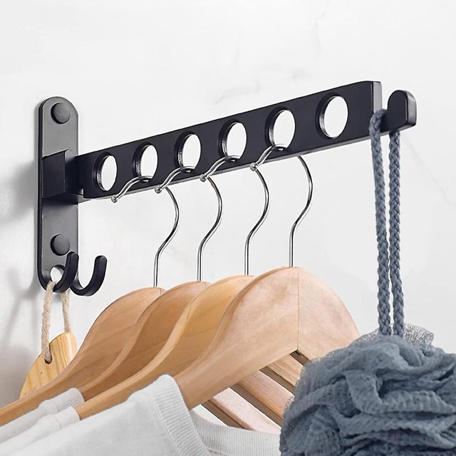 Ganchos de pared para abrigos, balcón, baño, lavadero (negro, 1 pieza) Afortunado Sencillez
