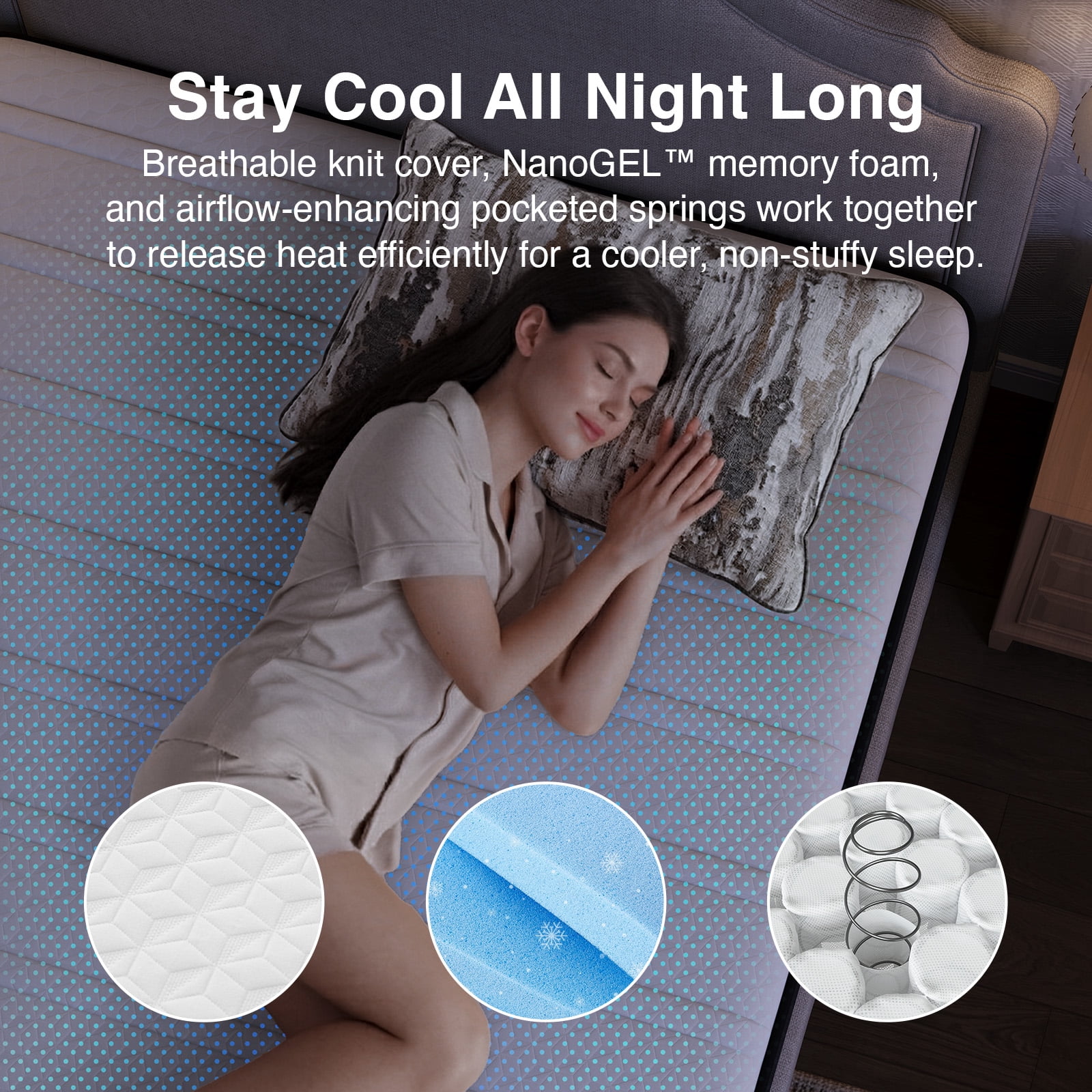 Novilla 14 inch King Size Mattress, Cooling Hybrid King Mattress with Upgraded Individual Coils & Gel Memory Foam, Enhanced Support, Reinforced Edge, Motion Isolation, Pressure Relief, CertiPUR-US