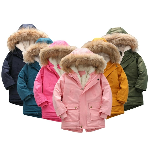 Esaierr Baby Girls Boys Winter Jacket Hooded Snowsuit Windproof Coat Outerwear for Kids Toddler Warm down Jacket Outerwear Padded Thickened Warm Long-Sleeved Cotton Coat for 2-8Y
