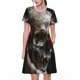 thumbnail image 1 of Easygdp Realistic Rose Skull para Vestido Transpirable de Mujer, Vestido Suelto de Manga Corta con Pliegues y Bolsillos para el Verano, 1 of 6