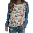 thumbnail image 2 of pimelu Christmas Sweatshirt Clearance Ugly Christmas Sweater for Women Fashion Xmas Graphics Color Block Pullover Shirts Loose Long Raglan Sleeve Crewneck Sweatshirt Top, 2 of 3