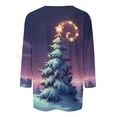 thumbnail image 4 of Womens T-shirts Xmas Tree Print Christmas Shirts 3/4 Sleeve Tops Crew Neck Casual Fashion Holiday Graphic Tees (L, Purple), 4 of 5