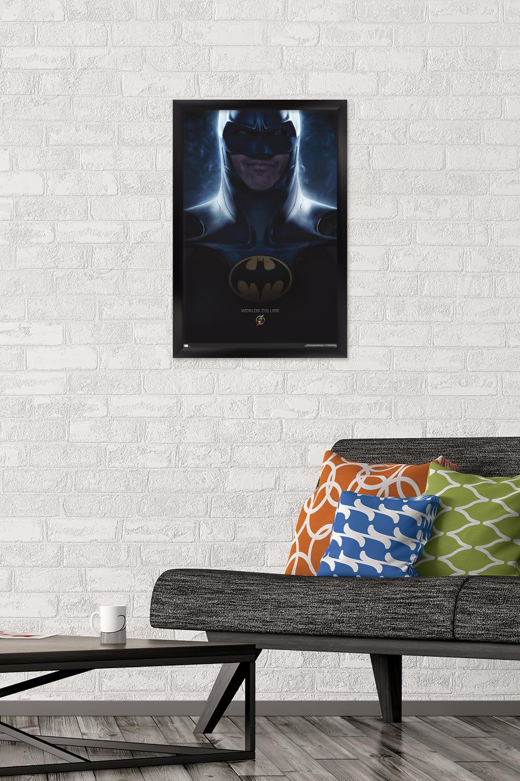 DC Comics Movie The Flash - Batman One Sheet Wall Poster, 14.725" x 22.375" Framed