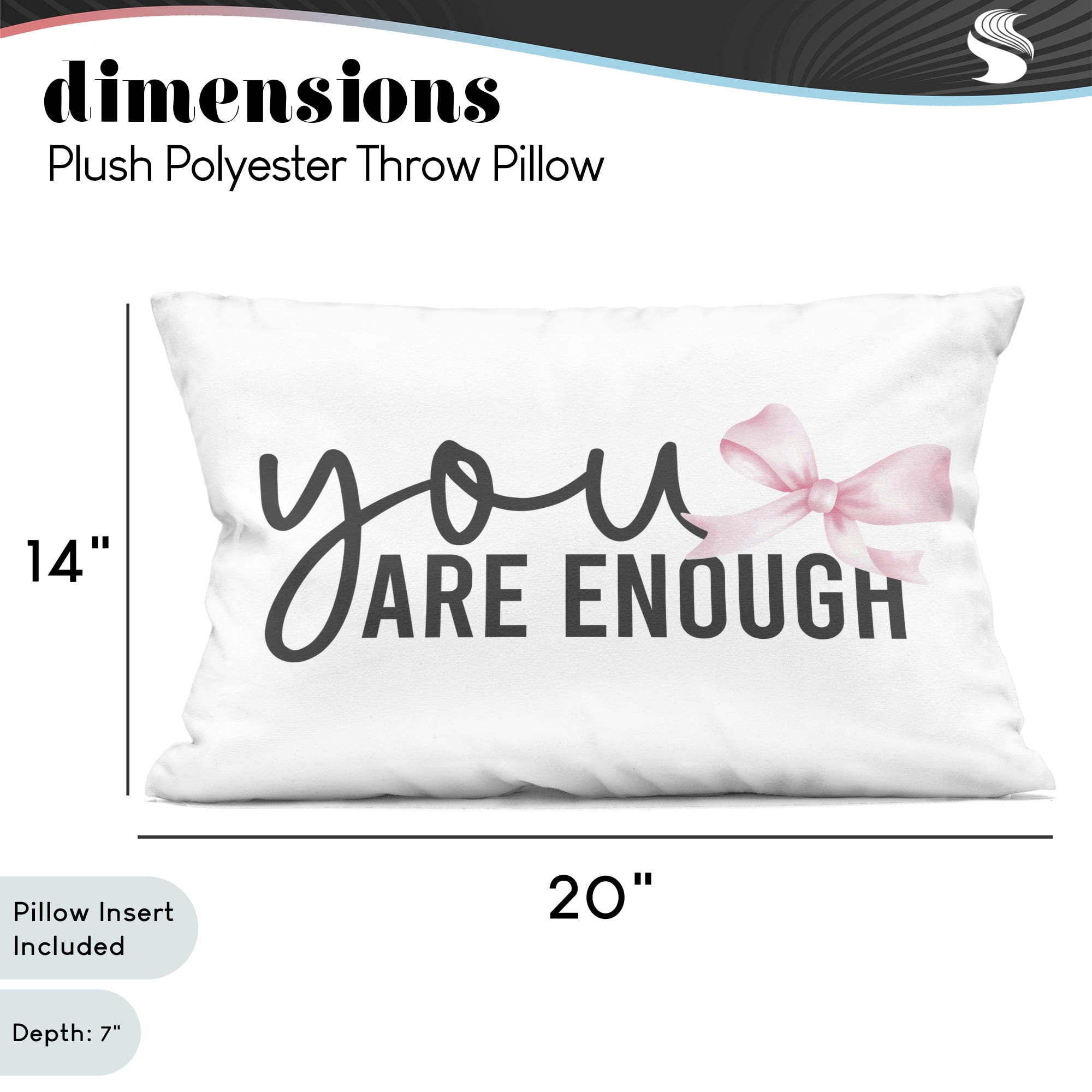 Stupell Industries You Are Enough with Ribbon Decorative Printed Throw Pillow, design by Kim Allen, 14 x 7 x 20