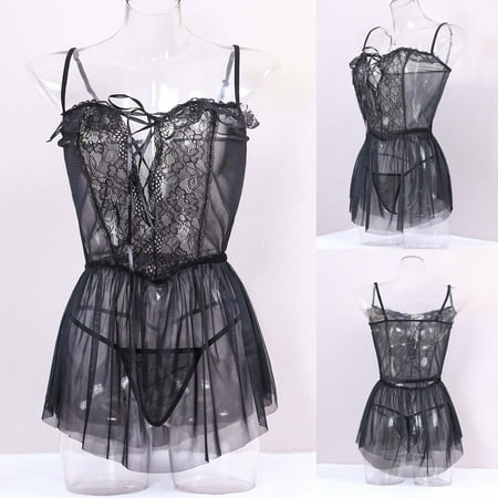 PuPy Sexy Crotchless Lingerie for Women Sexy Lingerie for Women Kinky Black Lingerie Bodysuit for Women Chemise Lingerie for Women Long Black Gothic Lingerie for Women My Items Deals
