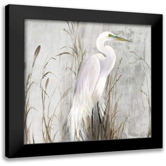 Wilson, Aimee 12x12 Black Modern Framed Museum Art Print Titled - Heron in the Reeds