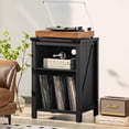 thumbnail image 5 of Record Player Stand with Vinyl Record Storage, Black Record Player Table Holds Up to 160 Albums, Large Wood Turntable Stand Cabinet Display Shelf for Living Room, Bedroom, Office, 5 of 6