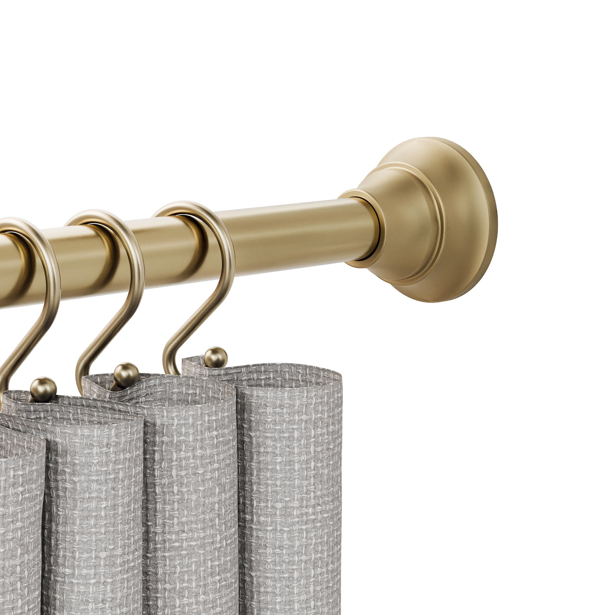 Better Homes & Gardens Rustproof Modern Adjustable Tension Shower Curtain with Decorative Wave Finials