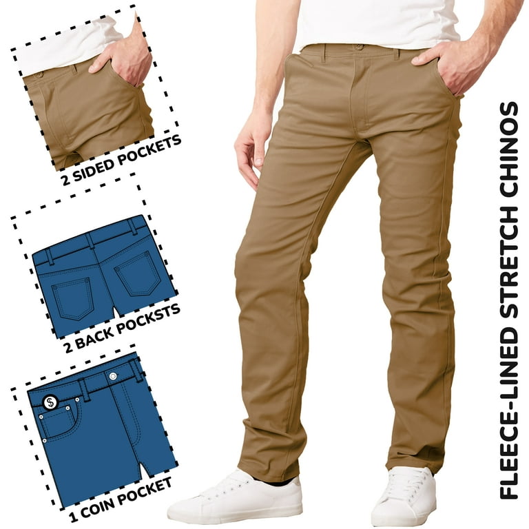 2-Pack Men’s Heavyweight Fleece-Lined Stretch Chino Uniform Work Pants (31”  Inseam)