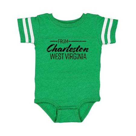 

Inktastic From Charleston West Virginia in Black Distressed Text Gift Baby Boy or Baby Girl Bodysuit