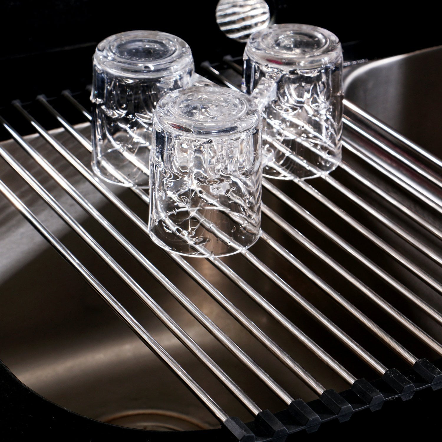 Dish Drying Rack Roll Up Sink Drying Rack Over Sink Dish Rack Foldable Multi Use Silicone Coated Stainless Steel Dish Drainers Heat Resistant Mat Drying Draining Walmart