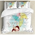 thumbnail image 1 of Pinwheel King Size Duvet Cover Set, Happy Kids Holding Giant Pinwheel Playing with Kitty Digital Summer Fun Toys Games, Decorative 3 Piece Bedding Set with 2 Pillow Shams, Multicolor, by Ambesonne, 1 of 3