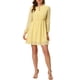 thumbnail image 2 of Vestido de fiesta de mujer Inspire Chic con escote en V, mangas largas, falda acampanada, color amarillo claro, 2 of 6