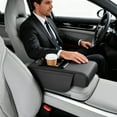 thumbnail image 5 of Multifunctional Pu Leather Car Armrest Box Mat, 5-in-1 Car Accessories Interior Organizers with 2 Storage Bags Cup Holder, Tissue Box Slot, Phone Slot for Most Cars (Large mesh Style,Beige), 5 of 9