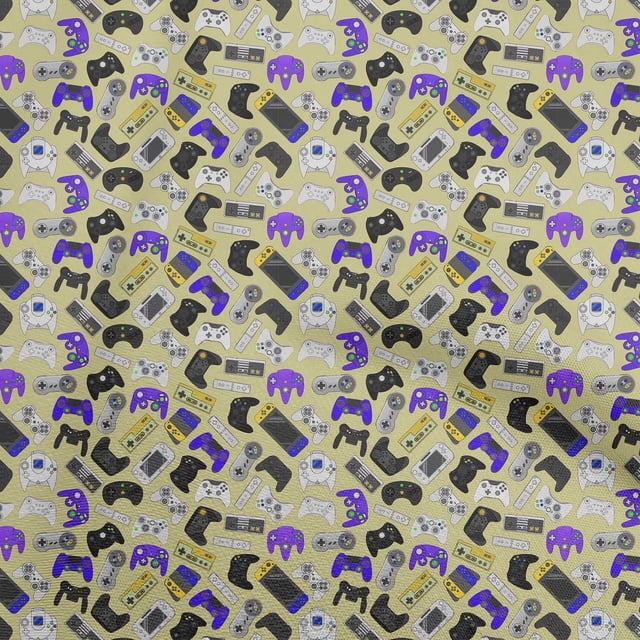 oneOone Polyester Lycra Beige Fabric Video Game Sewing Material Print Fabric By The Yard 56 Inch Wide