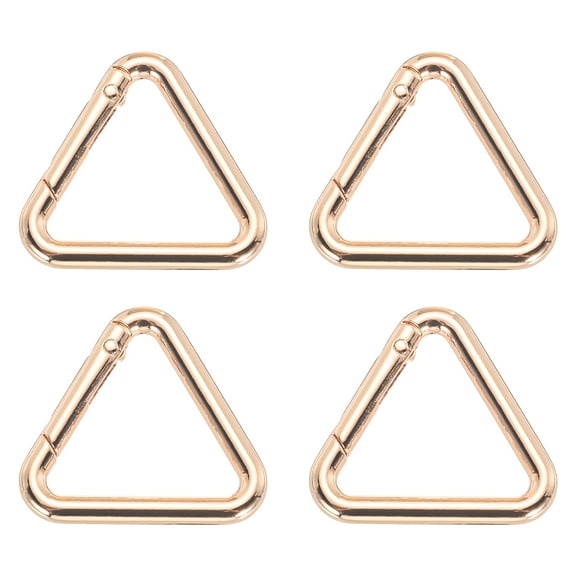 Uxcell 1-1/5" Metal Triangle Ring Buckle Triangle Jump Rings Spring Snap Clip Trigger Keychain Gold Tone 4 Pack