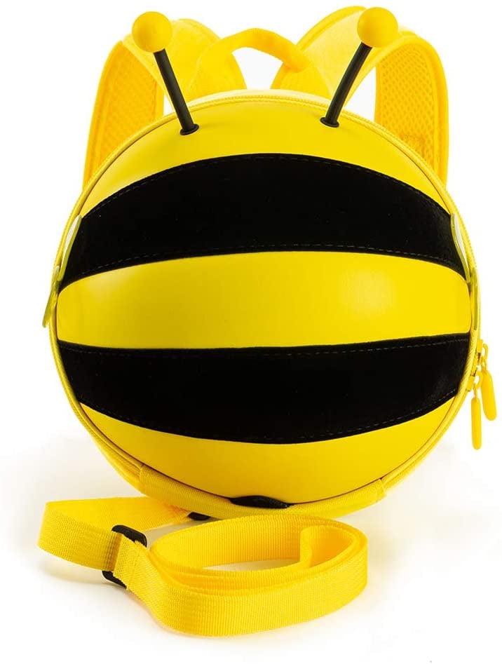 KiddieTotes Yellow Mini Bumblebee Backpack with Safety Harness for Kids, toddlers, and Children