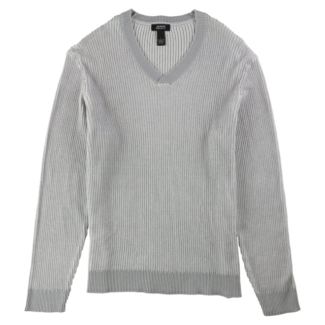 Alfani Chandail Tricoté Col en V pour Hommes, Gris, TTG