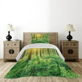 thumbnail image 3 of Ambesonne Spring Quilted Coverlet 2 Pcs, Forest Foliage Nature, Twin Size, Green Yellow, 3 of 4