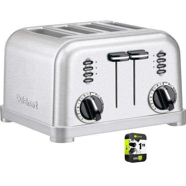 Cuisinart 4Slice Metal Classic Toaster Brushed Stainless (CPT180) with 1 Year Extended