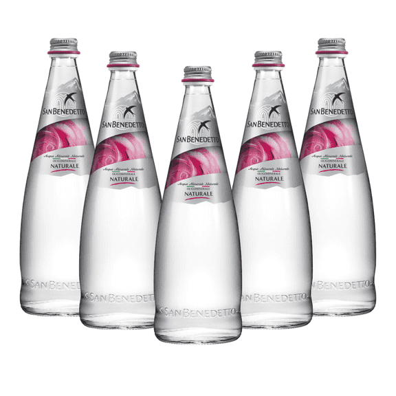 San Benedetto Italian Still Water, 500ml Glass Bottles, Pure Glacier-Sourced Water, Pack of 5