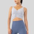 thumbnail image 5 of vigerkar Womens U Back Sports Bra - Wireless Padded Ruched V Neck Workout Gym Yoga Crop Top (Light Gray, XL), 5 of 9