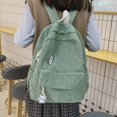 thumbnail image 2 of Solid Color Corduroy Backpack, Large-capacity Simple Schoolbag With Zipper, Cute Bag For Students, 2 of 6