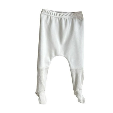 FLVPOV Toddler Foot Covered Leggings Baby Boys Girls Casual Cotton Harem Pants Elastic Waistband Long Trousers White 9 Months