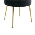 thumbnail image 6 of Accent Chair Set of 2, Leisure Dining Chair with Curved Back and Round Seat, Upholstered Makeup Chair with Gold Metal Legs, Velvet Side Chair Vanity Chair for Living Room, Bedroom, Black, 6 of 7
