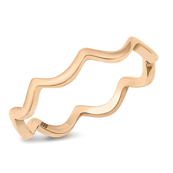 All in Stock Rose Gold-Tone Sterling Silver Wavy Eternity Ring Size 10