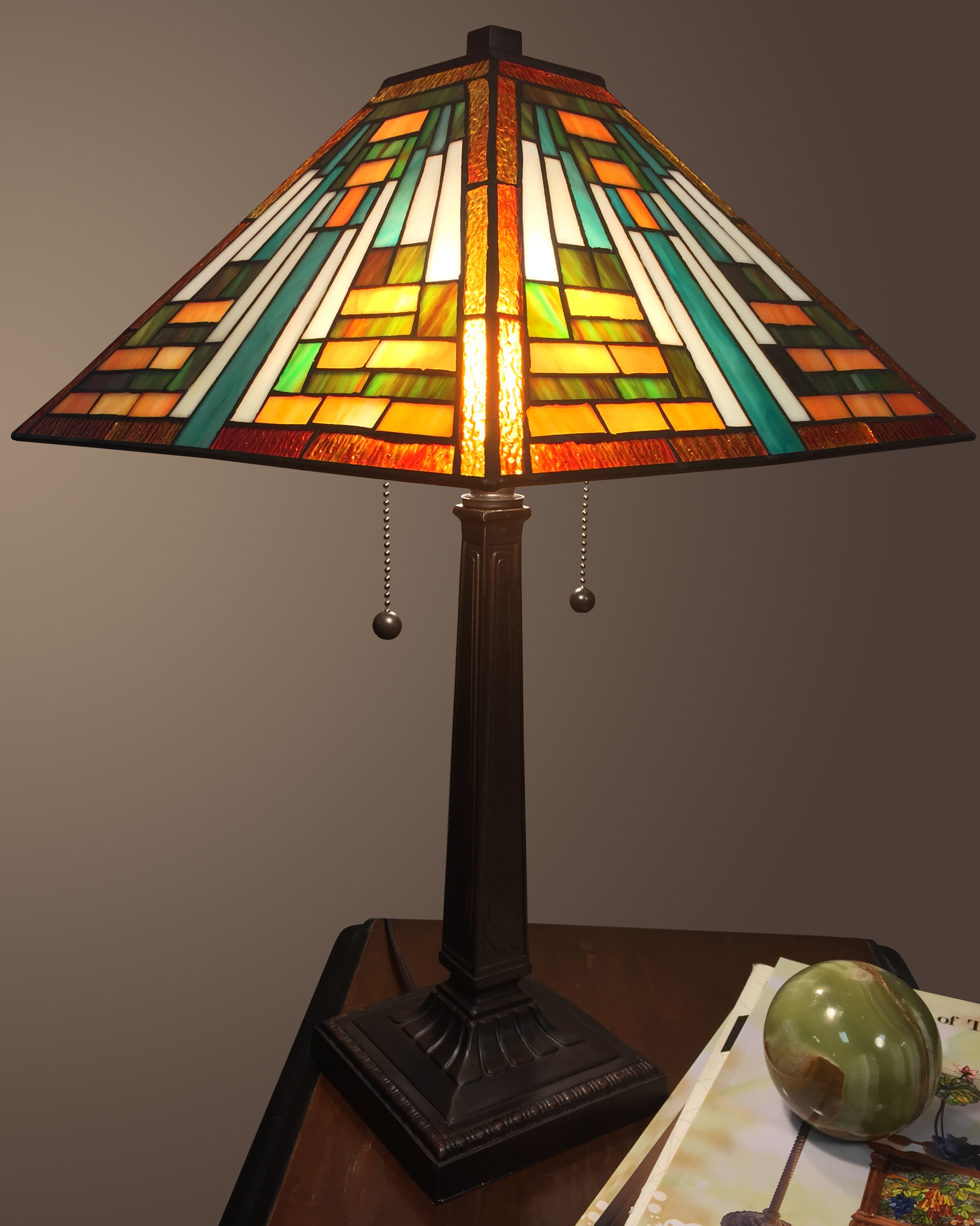 multi coloured desk lamp