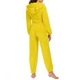 thumbnail image 3 of Women Women's One Piece Pajamas Cozy Plush With Bear Ear Hat Long Sleeve Zipper Jumpsuit Plus Size, 3 of 5
