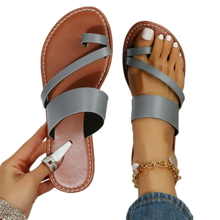 

Hvyesh Flat Sandals for Women Casual Summer Clip Toe Sandals Comfy Slip On Sandals Trendy Beach Sandal Size 8.5